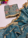 Jalpari Chiffon Golden Shining Super hot Sequnce lace Pattern in limited edition Saree