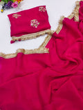 Jalpari Chiffon Golden Shining Super hot Sequnce lace Pattern in limited edition Saree