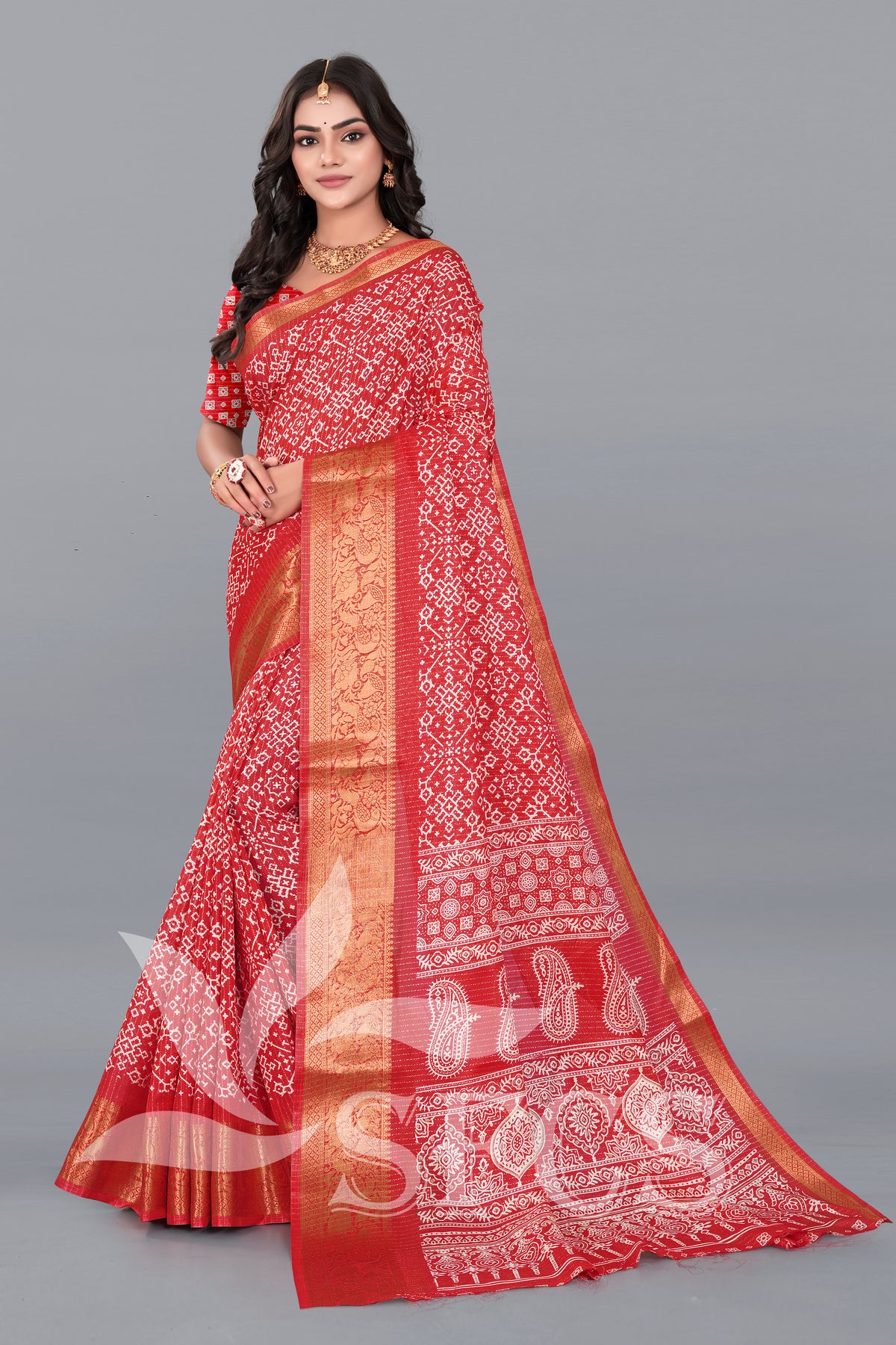DOLA SILK SPARKLE ZARI DIGITAL PRINT WITH JACQUARD BODAR
