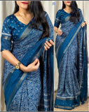 Dola Sequnce Jequard Border Digital Warli Printed Beautiful Art Work Saree