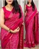 Dola Sequnce Jequard Border Digital Warli Printed Beautiful Art Work Saree