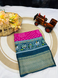 JAQURD DOLA SILK SPARKLE ZARI BANDHNI PRINT WITH JACQUARD BODAR
