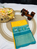 JAQURD DOLA SILK SPARKLE ZARI BANDHNI PRINT WITH JACQUARD BODAR