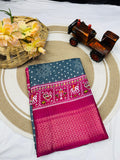 JAQURD DOLA SILK SPARKLE ZARI BANDHNI PRINT WITH JACQUARD BODAR