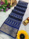 Cotton Dola Silk Jacquard Border Bandhani Printed Jari Work Sari
