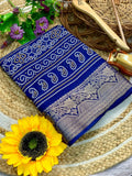 New Cotton Dola Silk Jacquard Border Bandhani Printed Jari Work Sari