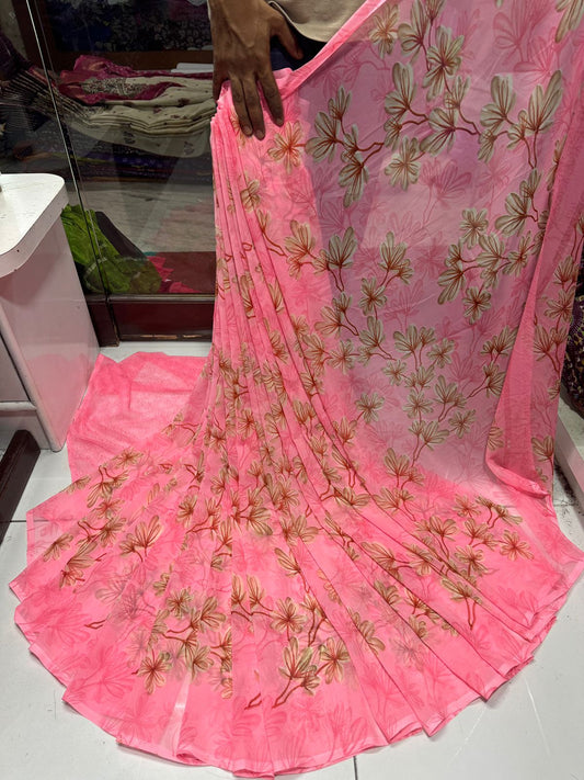 Weightless Georgette Beautiful Printed Designer Saree