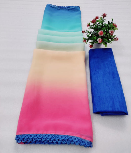 Alia Bhatt Special Multi colour Saree with Fancy Blouse (Limited Edition)