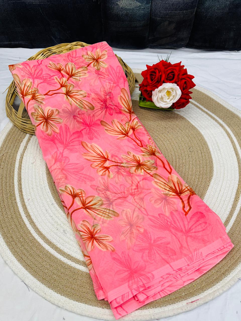 Beautiful Printed Designer Weightless Georgette Saree