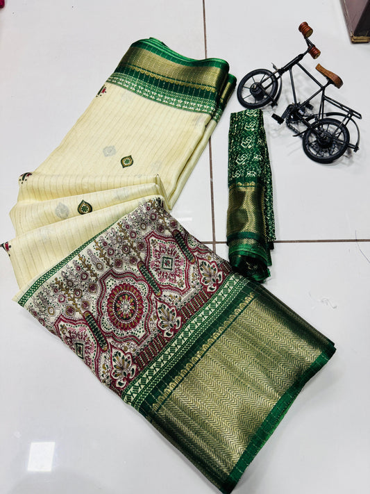Jalpari Dola Sparkle Zari Jacquard Border Beautiful Colors Saree