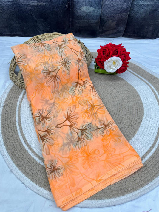 Beautiful Printed Designer Weightless Georgette Saree