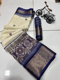 Jalpari Dola Sparkle Zari Jacquard Border Beautiful Colors Saree