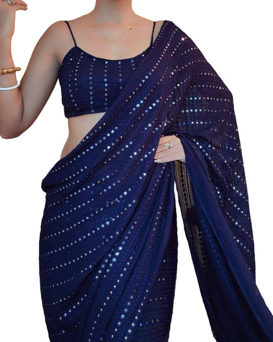 Trendy Women's Chiffon Georgette Embroidered Daily Wear Georgette Saree