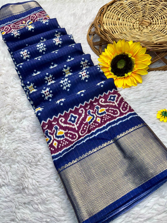 DOLA SILK SPARKLE ZARI BANDHANI PATOLA PRINT WITH JACQUARD BODAR
