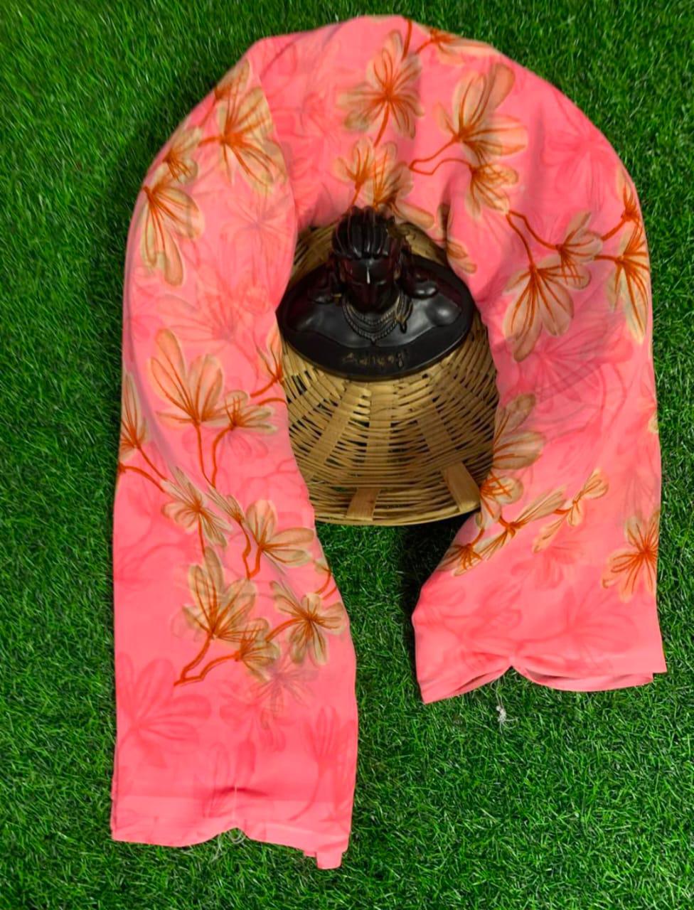Georgette Beautiful Printed Designer Weightless Saree