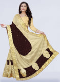 Velvet & Lycra Blend Embroidered Saree Diamond Border with Blouse Piece