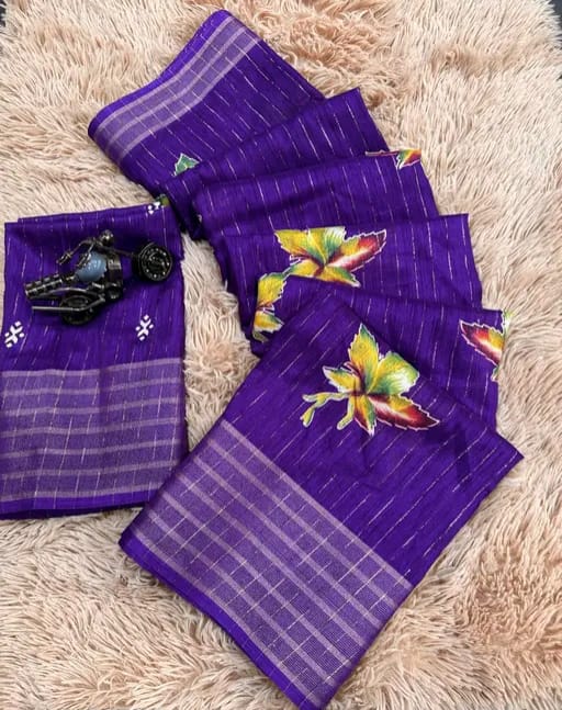 DOLA SILK SPARKLE ZARI PAAN PRINT WITH JACQUARD BODAR FANCY BLOUSE