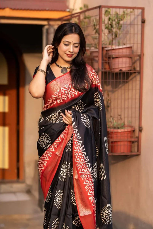 Dola Jequard Border Digital Flower Printed Saree & Beautiful Art Work Saree