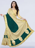 Velvet & Lycra Blend Embroidered Saree Diamond Border with Blouse Piece