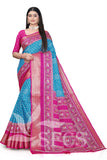 Jaqurd Digital Print Border Daily Wear Printed Saree with Blouse Piece