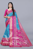 Chanderi Silk Jaqurd Digital Print Border Daily Wear Printed Saree with Blouse