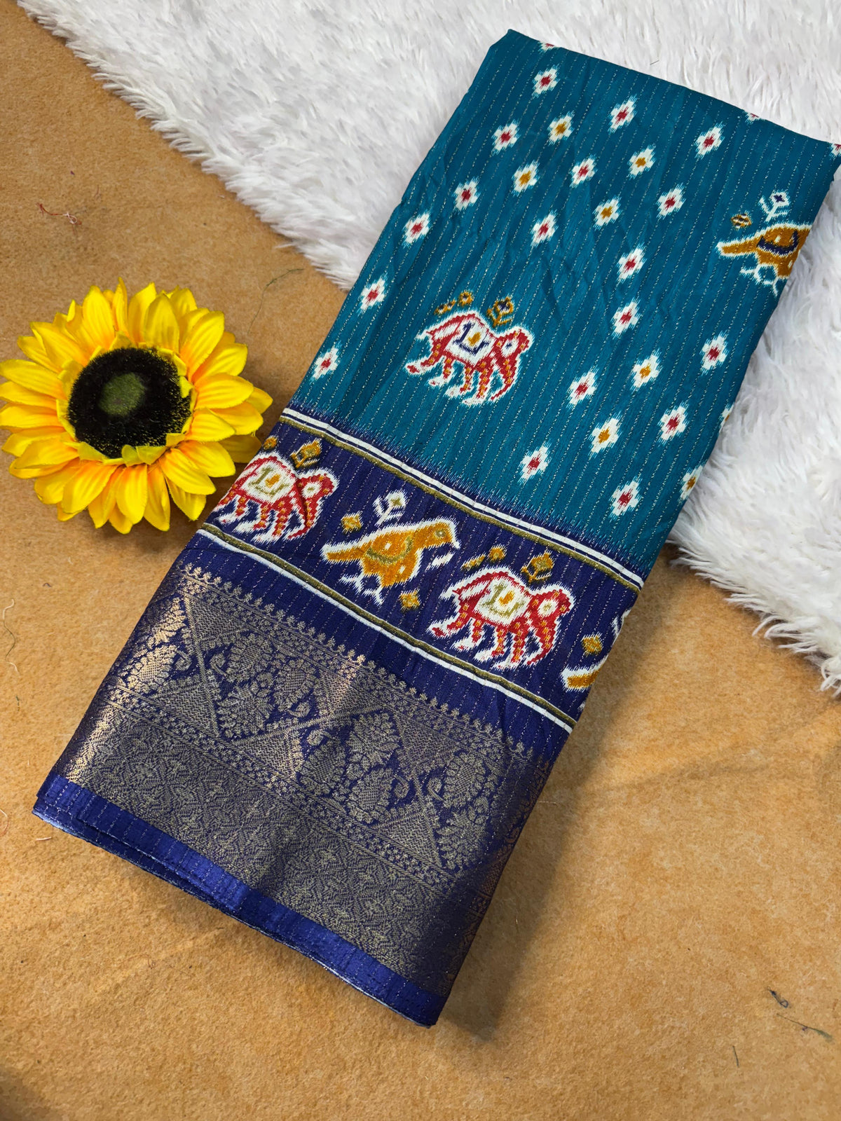 DOLA SILK SPARKLE ZARI BANDHANI PRINT WITH JACQUARD BODAR
