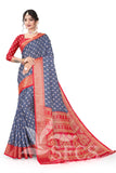 Trendy Women's Chanderi Silk Jaqurd Digital Print Border Daily Wear Printed Saree with Blouse Piece