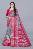 Chanderi Silk Jaqurd Digital Print Border Daily Wear Printed Saree with Blouse