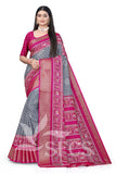 Jaqurd Digital Print Border Daily Wear Printed Saree with Blouse Piece