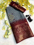 Jalpari Saree Dola Bandhni Print Jacquard Border Beautiful Border Saree With Blouse