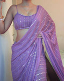 Trendy Women's Faux Georgette Embroidered Daily Wear Georgette Saree