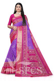 Jaqurd Digital Print Border Daily Wear Printed Saree with Blouse Piece