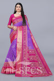 Chanderi Silk Jaqurd Digital Print Border Daily Wear Printed Saree with Blouse