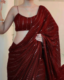 Trendy Women's Faux Georgette Embroidered Daily Wear Georgette Saree
