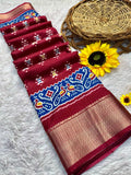 DOLA SILK SPARKLE ZARI BANDHANI PATOLA PRINT WITH JACQUARD BODAR