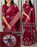 Swarovski Worck Pure Moss With Tussles In Pallu BANDHANI PRINTJACQUARD BODAR