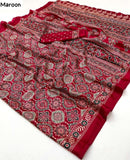 New Trending Gajji Silk Bollywood Designer Saree with Printed Pallu & Contrast Blouse