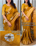 Swarovski Worck Pure Moss With Tussles In Pallu BANDHANI PRINTJACQUARD BODAR
