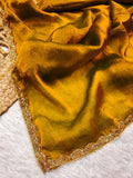 Jalpari New Lunch Plain crush Fendy super hot gum Val-Moti lace Pattern in limited edition Saree