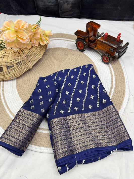Bandhni Leriya Printed Marshmallow Soft Silk Saree With Beautiful Print Design