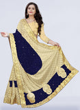 Velvet & Lycra Blend Embroidered Saree Diamond Border with Blouse Piece