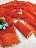 Jalpari Chiffon Golden Shining Super hot Sequnce lace Pattern in limited edition Saree