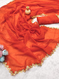 Jalpari Chiffon Golden Shining Sequnce lace Pattern in limited edition Saree