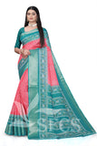 Jaqurd Digital Print Border Daily Wear Printed Saree with Blouse Piece