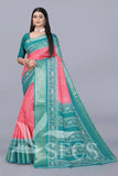 Chanderi Silk Jaqurd Digital Print Border Daily Wear Printed Saree with Blouse