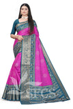 Jaqurd Digital Print Border Daily Wear Printed Saree with Blouse Piece
