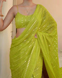 Trendy Women's Faux Georgette Embroidered Daily Wear Georgette Saree