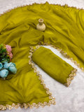 Jalpari Chiffon Golden Shining Super hot Sequnce lace Pattern in limited edition Saree