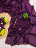 Jalpari Fendy New Lunch Plain crush with super hit gum Val-Moti lace Pattern in limited edition Saree