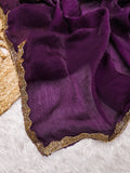 Jalpari New Lunch Plain crush Fendy super hot gum Val-Moti lace Pattern in limited edition Saree